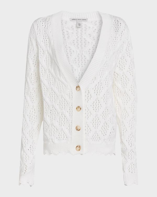 Autumn Cashmere Crab Intarsia Mesh-Knit Cardigan | Neiman Marcus