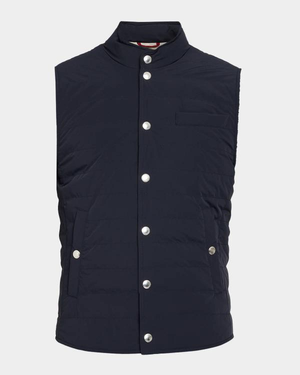 Brunello Cucinelli Men's Wool Padded Full-Zip Vest | Neiman Marcus