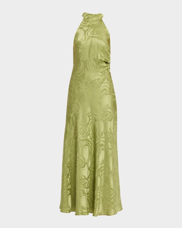 misa halter midi dress Los Angeles Aneva High-Low Annita crepe halter