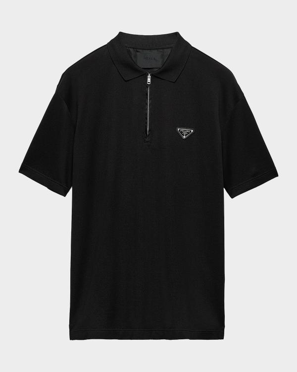 Prada Men's Wool Logo Polo | Neiman Marcus