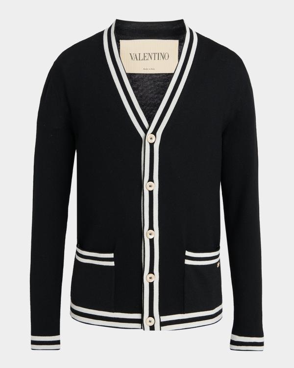 Valentino Garavani Men's Wool Inlaid V Crewneck Sweater | Neiman
