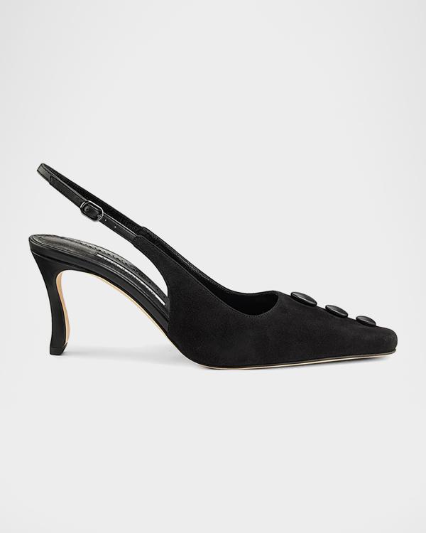 Manolo Blahnik 50mm Cupisanpla Metallic Leather Sandals | Neiman