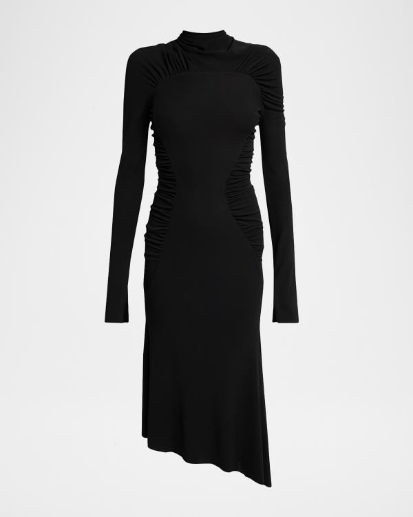 backless long sleeve midi dress Balmain Croco-Jacquard Long-Sleeve ultra low backless dress