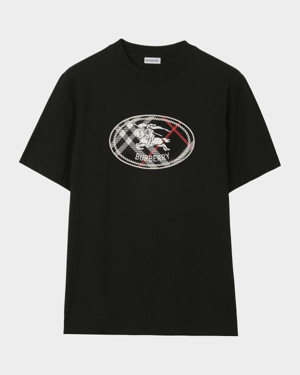 Burberry Men's Check-Trim Cotton Slim Fit T-Shirt | Neiman Marcus