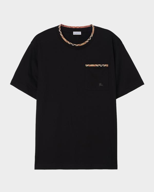 Burberry Men's Check-Trim Cotton Slim Fit T-Shirt | Neiman Marcus