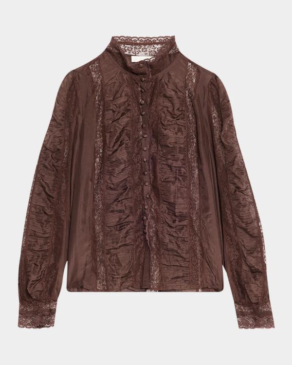 TWP Peyton Sheer Tuxedo Button-Front Shirt | Neiman Marcus