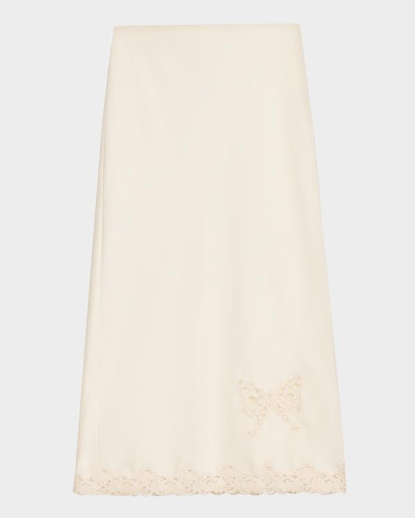 Fabiana Filippi Straight Lace-Hem Knit Midi Skirt | Neiman Marcus