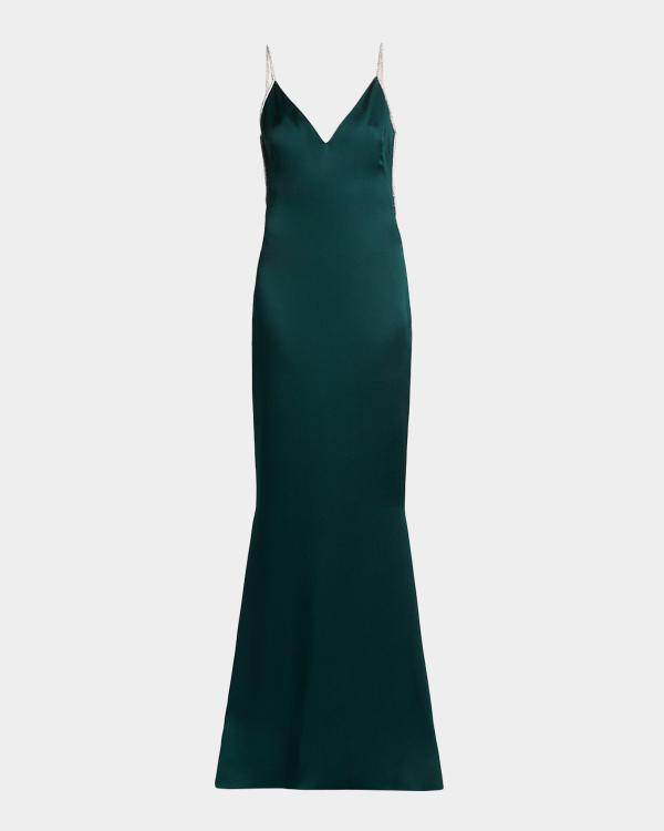 satin trim crepe cocktail dress Alex Perry V-Neck Sleeveless Lace-Trim Trumpet Gown Purple ROMWE Avant Women's Halloween Category_Engagement Party Pair with stiletto heels Variant:2XL