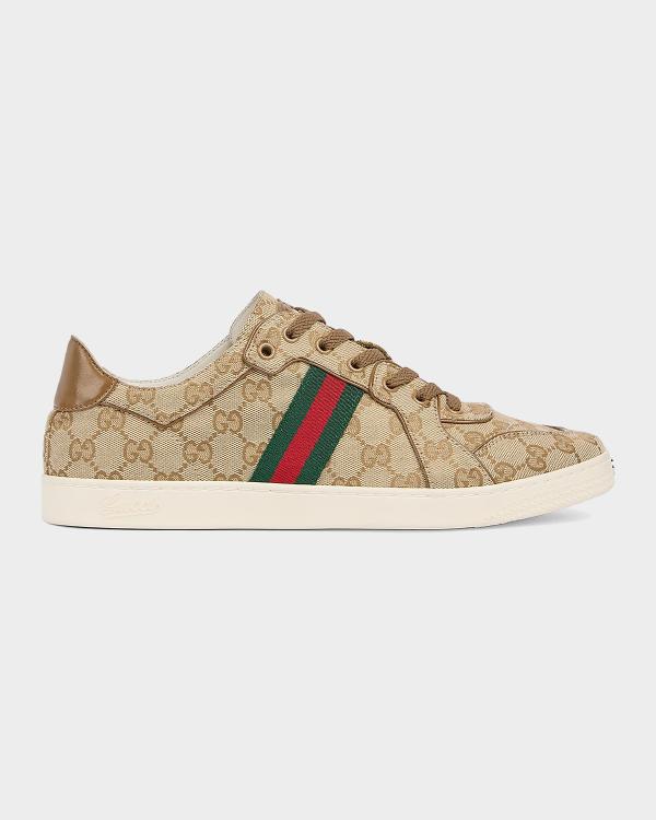 Gucci Men's MAC 80 Embroidered Leather Low-Top Sneakers | Neiman