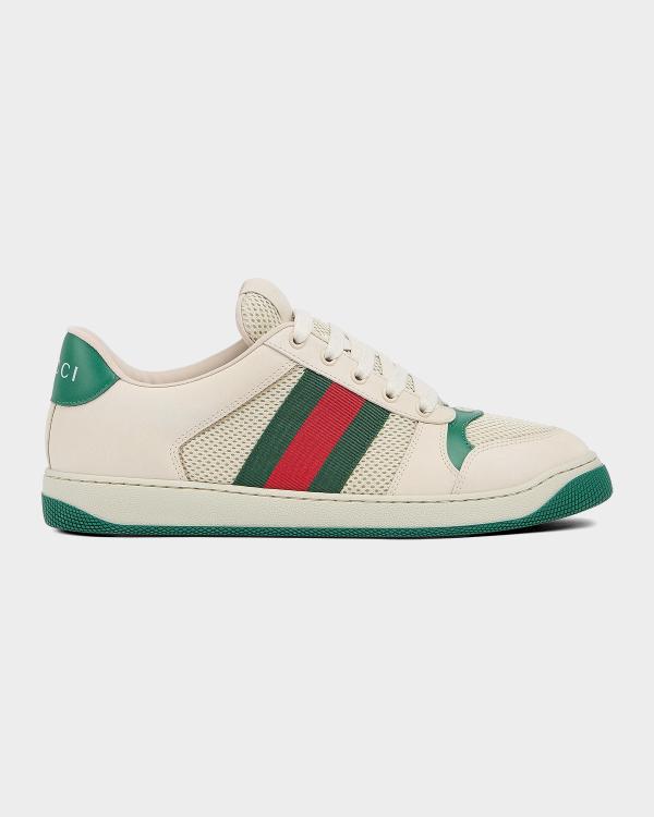 Gucci Men's MAC 80 Embroidered Leather Low-Top Sneakers | Neiman