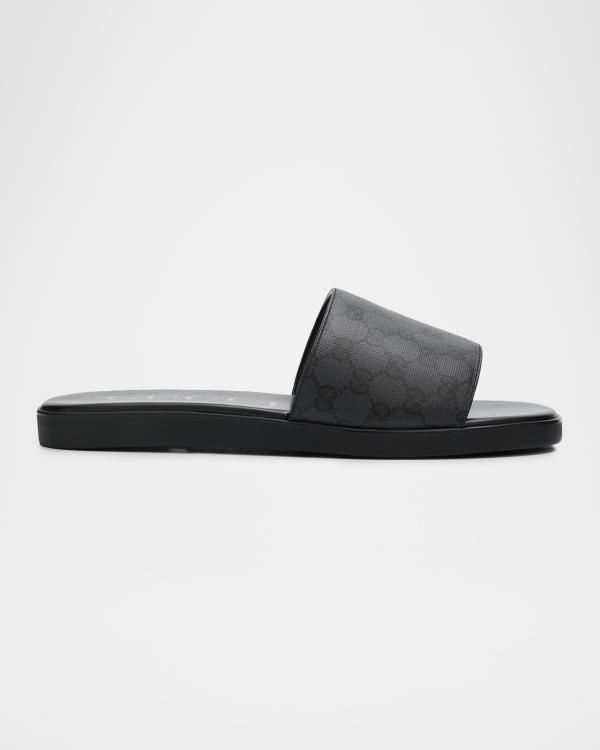 Gucci Men's Interlocking G Leather Slide Sandals | Neiman Marcus