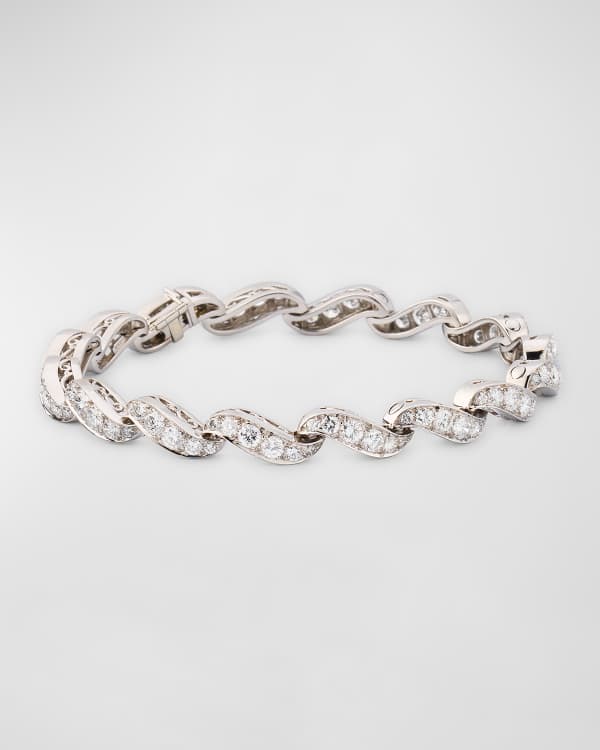 NM Estate Estate Cartier 18K White Gold Pave Diamond French Bamboo Flex Bracelet Neiman Marcus