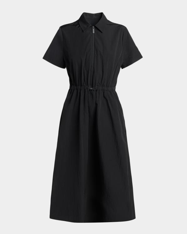 Prada Short-Sleeved Re-Nylon Midi Dress | Neiman Marcus