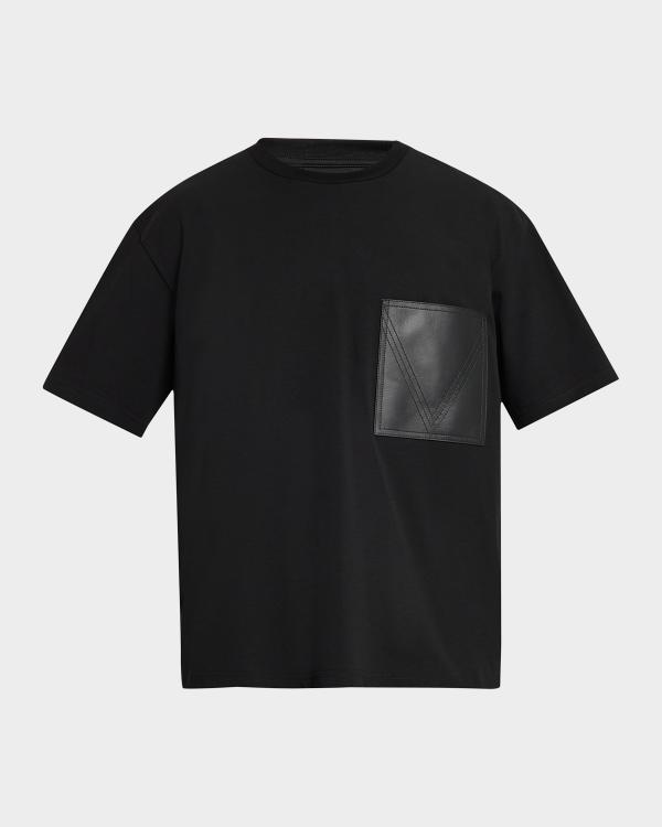 Moncler Grenoble Men's Denim Pocket Cotton T-Shirt with Clip