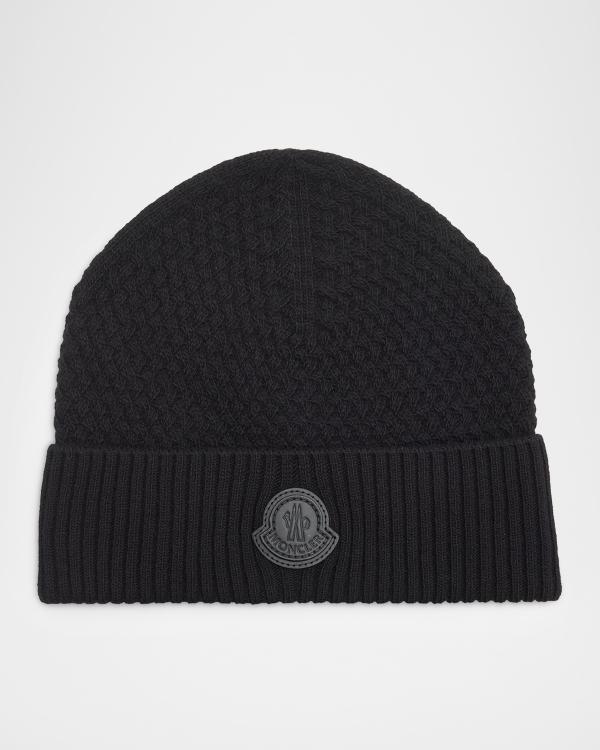 Amiri Men's MA Embroidered Wool Rib Beanie Hat | Neiman Marcus
