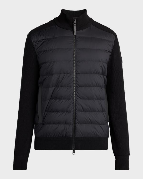 Moncler Men's Padded Crêpe Cotton Full-Zip Cardigan | Neiman Marcus