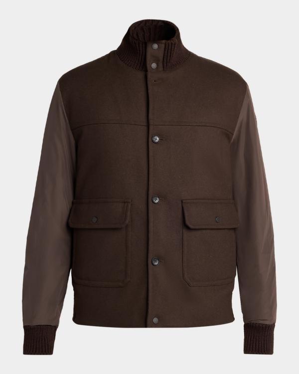 Emporio Armani Men's Wool-Blend Stand Collar Bomber Jacket