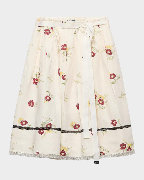 Prada Floral-Print Silk Georgette Pencil Skirt | Neiman Marcus