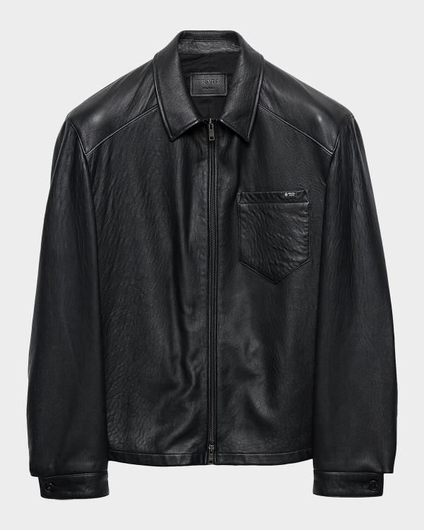 Prada Men's Full-Zip Nappa Leather Jacket | Neiman Marcus