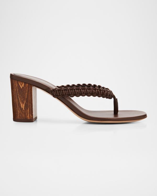 Dries Van Noten 90mm Mixed Leather Curved-Heel Thong Sandals