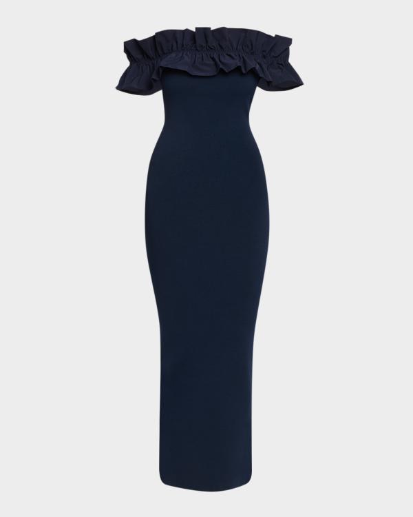 navy knit taffeta midi dress Retrofête Marta Suit Collection