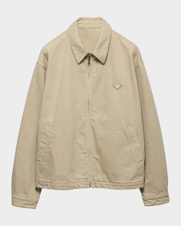 Prada Men's Denim Zip Shirt Jacket | Neiman Marcus