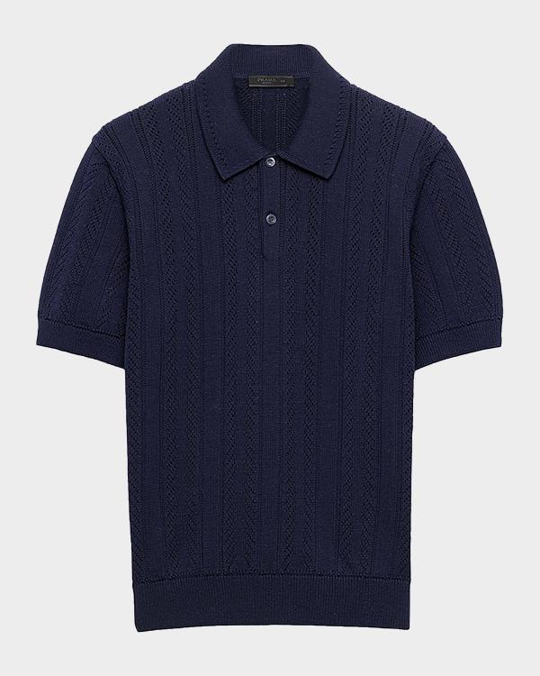 Onia Men's Striped Linen Short-Sleeve Button-Down Sweater | Neiman