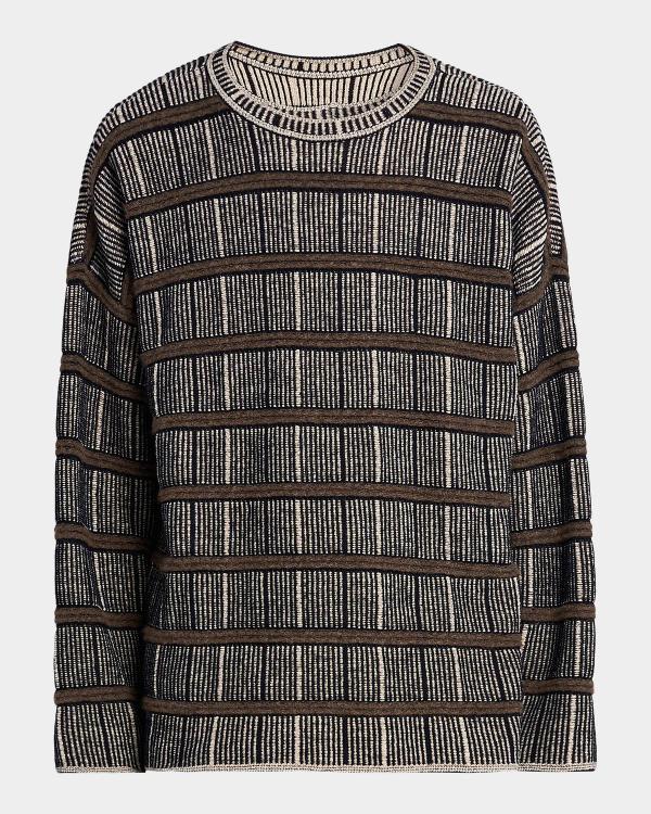 Giorgio Armani Men's Jacquard Stitch Cashmere Blend V-Neck Sweater