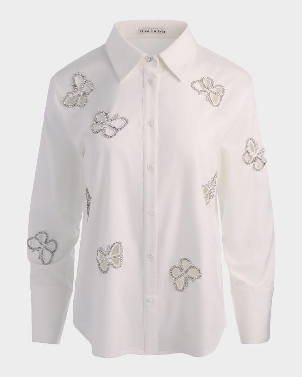 ALICE + OLIVIA Willa Placket Top | Neiman Marcus