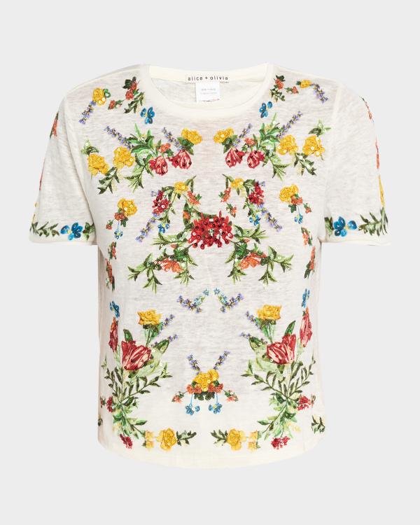 Cinq à Sept Wildflower Bunch Sleeveless Front-Tie Top | Neiman Marcus