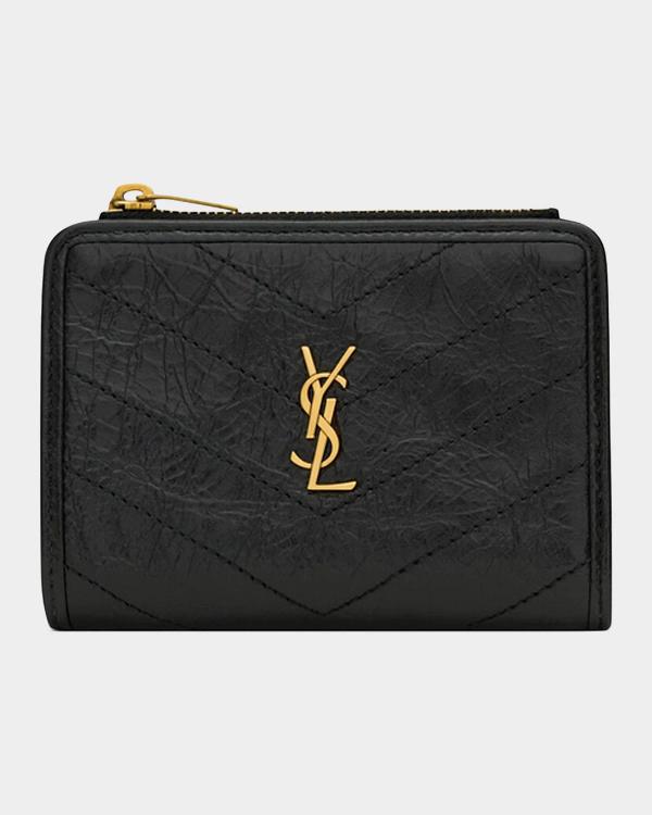 極美品 SAINT LAURENT *wallet* <No.1306> Saint Laurent YSL Monogram Large Zip Wallet in Grained Leather