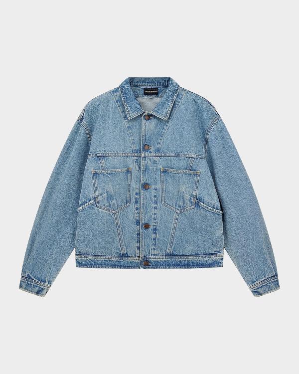 Giorgio Armani Men's Silk Denim Blouson Jacket | Neiman Marcus