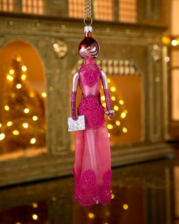 De Carlini Fashionista in Pink Gown Christmas Ornament