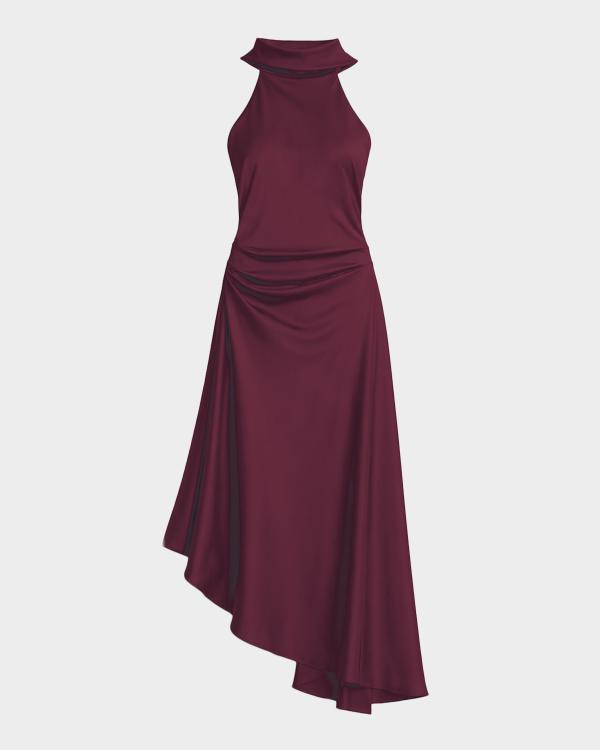 alc inez satin halter dress A.L.C. Draped High-Neck Midi dress