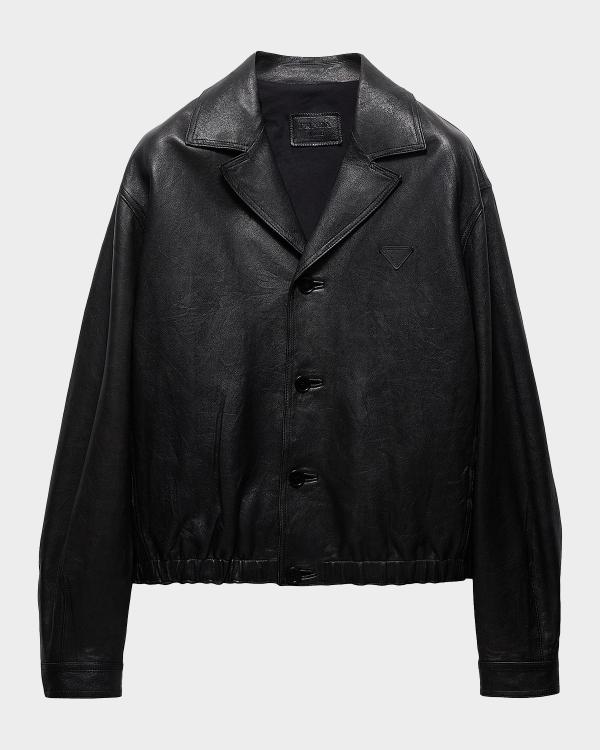 Prada Men's Patchwork Leather Jacket | Neiman Marcus