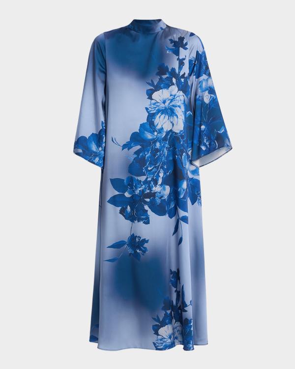 Johnny Was Lorella Floral-Print Silk Midi Dress