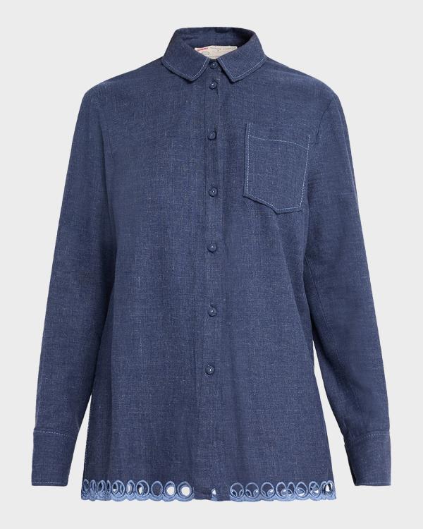 Cinq à Sept Ronin Lace Denim Top | Neiman Marcus
