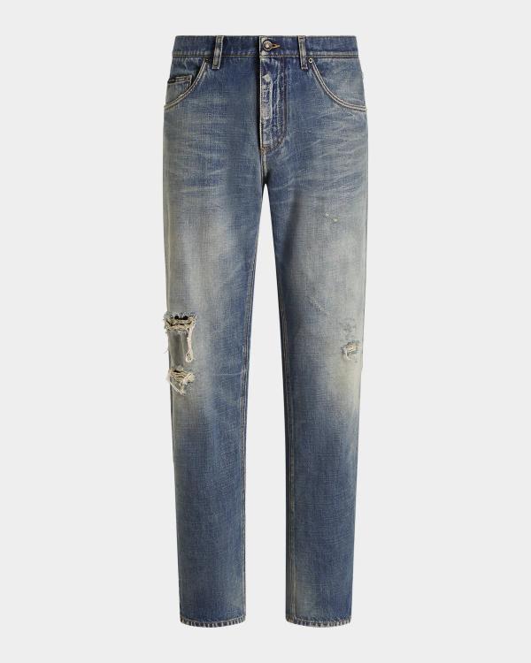 Versace Men's Studded Slim-Fit Medusa Jeans | Neiman Marcus