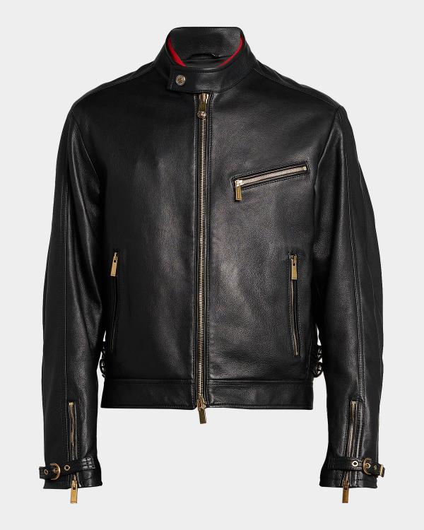 SACAI x CARHARTT WIP Men's Leather Moto Jacket | Neiman Marcus