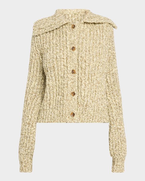 SIMKHAI Virginia Cable-Knit Fringe Cropped Cardigan | Neiman Marcus