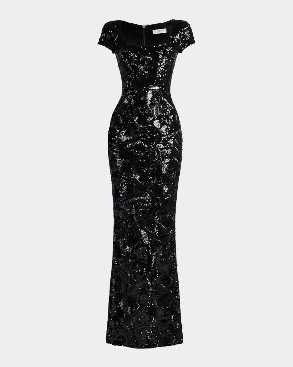 Chiara Boni La Petite Robe Desis Strapless Sequin Column Gown