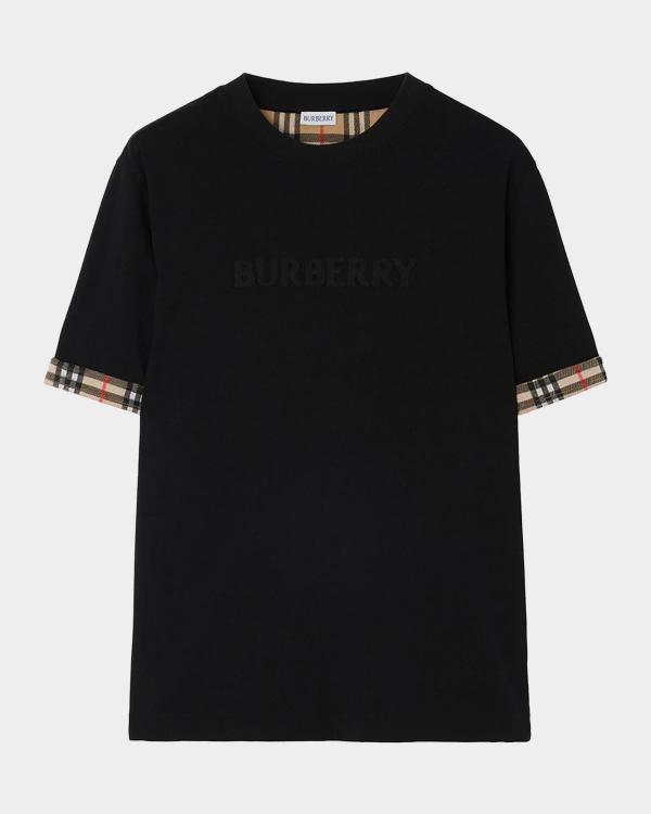 Burberry Men's Check-Trim Cotton Slim Fit T-Shirt | Neiman Marcus