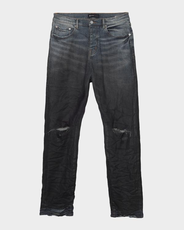 PURPLE Men's P001 Black Overspray Skinny Jeans | Neiman Marcus