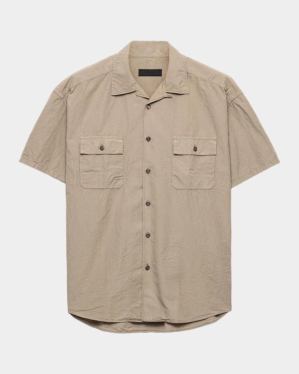 Prada Men's Short-Sleeve Raw-Cut Shirt | Neiman Marcus