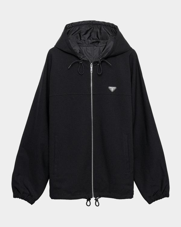 Prada Men's Technical Cotton and Re-Nylon Hoodie | Neiman Marcus