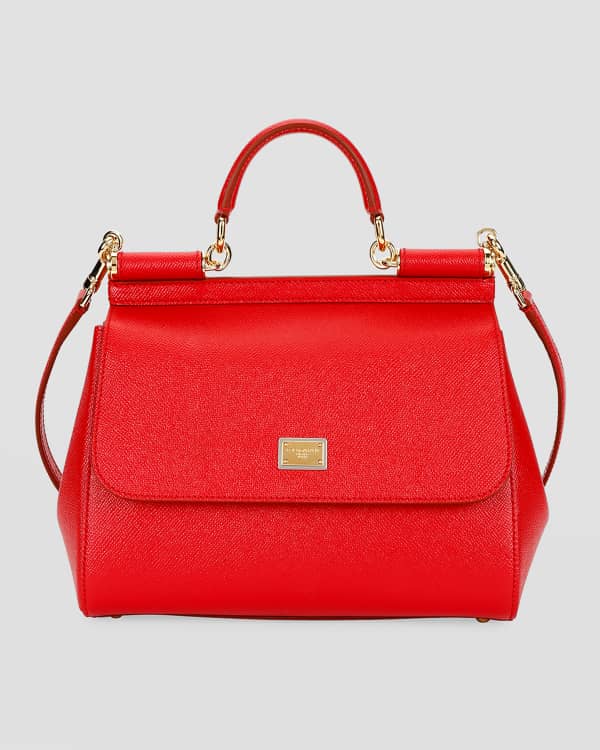 Sicily Small Leather Shoulder Bag in Red - Dolce Gabbana