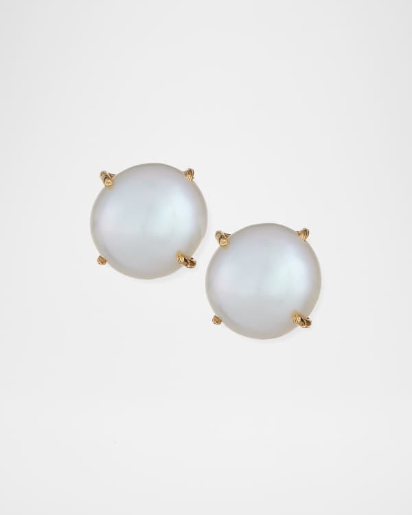 Baroque Pearl Hammered Huggie Earrings