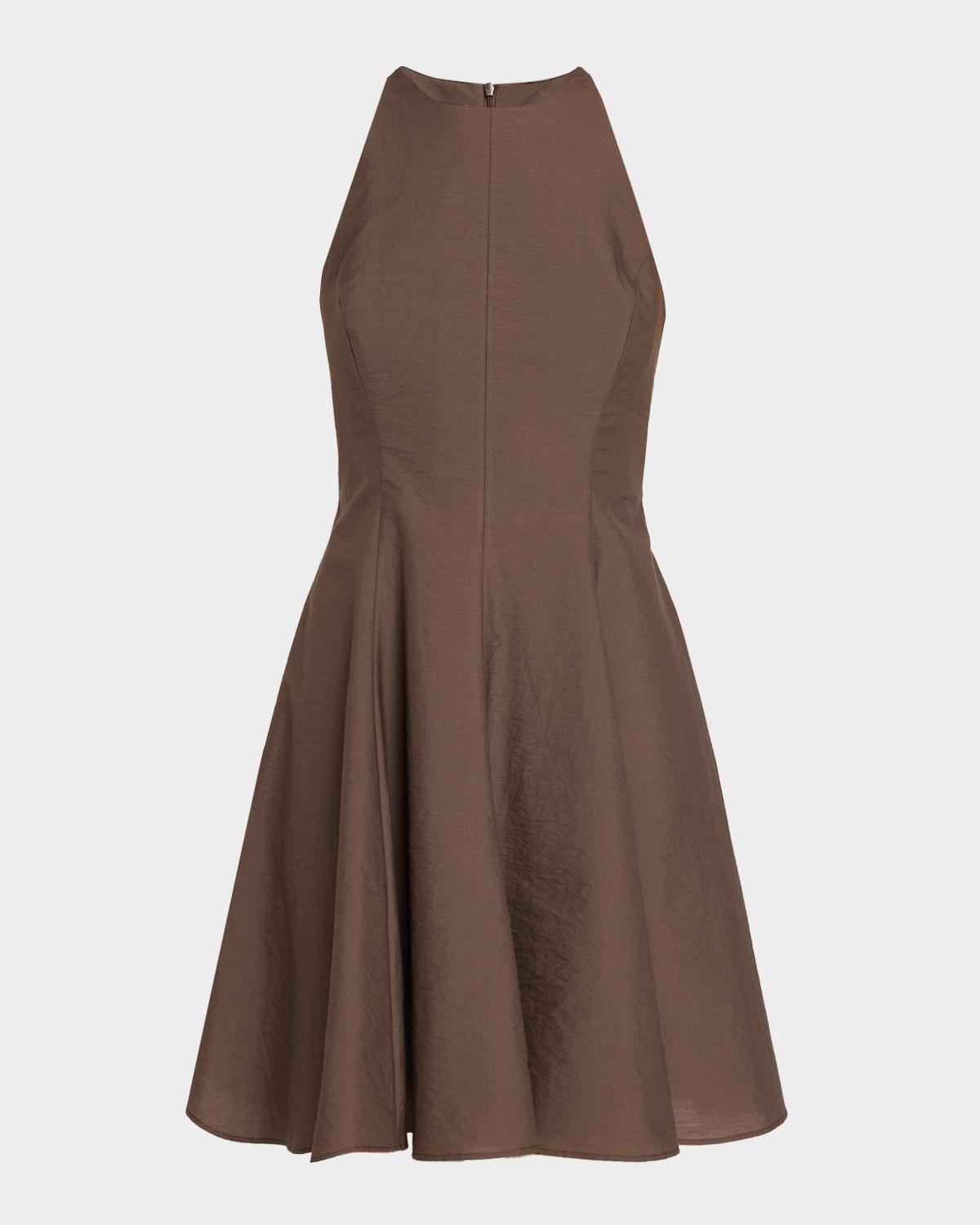 Sleeveless Cotton-Blend Fit-And-Flare Mini Dress
