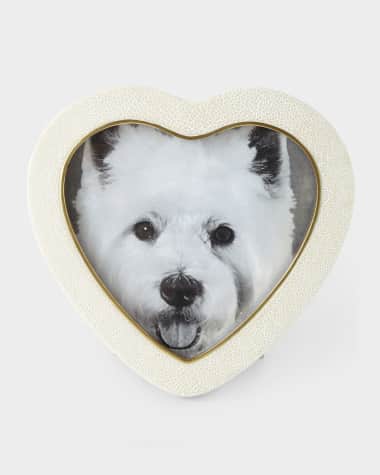 AERIN Cream Faux Shagreen Heart Picture Frame