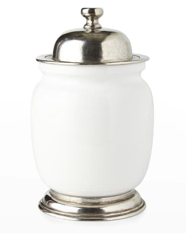 Neiman Marcus Medium Ceramic & Pewter Canister